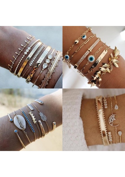 NO.8815 Beden Tocona Bohemian Altın Püskül Bilezikler Kadınlar Için Yaz Kabuk Temizle Kristal Taş Ananas Geometrik Kalp Bileklik Takı (Yurt Dışından) fiyatları