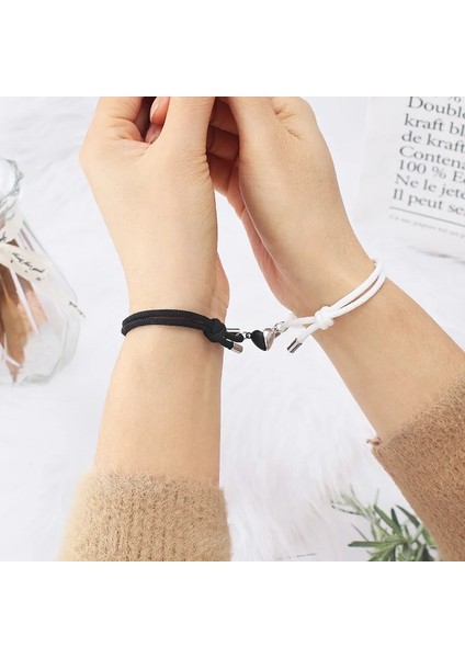Kırmızı 3mm Milan Halat Çift Bilezik Yin Yang Aşk Kalp Mıknatıs Braclet Ayarlanabilir Romantik Örgülü Dize Eşleştirilmiş Braslet Takı Hediye (Yurt Dışından) modelleri