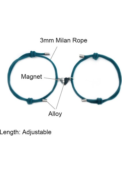 Kırmızı 3mm Milan Halat Çift Bilezik Yin Yang Aşk Kalp Mıknatıs Braclet Ayarlanabilir Romantik Örgülü Dize Eşleştirilmiş Braslet Takı Hediye (Yurt Dışından) indirimleri