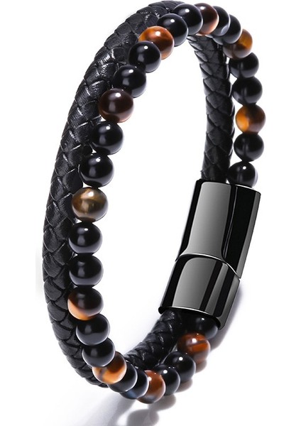 Gökada Zg Moda Erkek Bilezik Takı Doğa Lava Taş Hakiki Deri Bilezik Paslanmaz Çelik Manyetik Kaplan Gözü Boncuk Bilezik Adam (Yurt Dışından) fiyatları