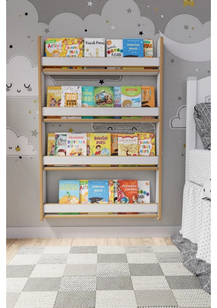 Zeo Wood Design Montessori 4 Raflı Çocuk Kitaplığı