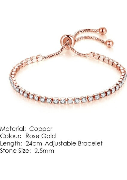 Rosegold Şeffaf H113 Zhouyang Tenis Bilezik Kadınlar Için Lüks Stil 4 Renk 4 Pençeler Mozaik Kübik Zirkonya Gümüş Renk Moda Takı Hediye H095 (Yurt Dışından)