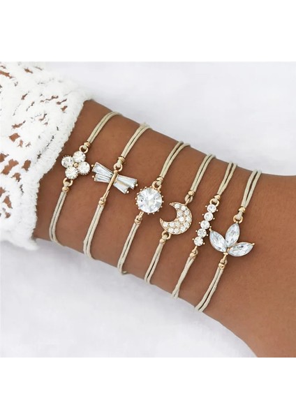 B00157 Kadın Bilezik Seti Boho Mücevher Kabuk Kaplumbağa Yaprağı Boncuk Zincir Deri Çok Katmanlı Bilezik Charm Lady Altın Takı Hediye (Yurt Dışından)