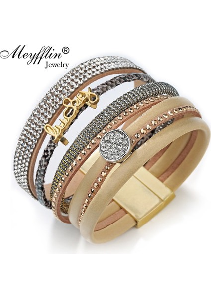 Renk 1 Pulseras Mujer Moda Wrap Deri Bilezik Manyetik Bilezik ve Bilezikler Kadın Erkek Takı Charm Pulseira Masculina (Yurt Dışından) fiyatları