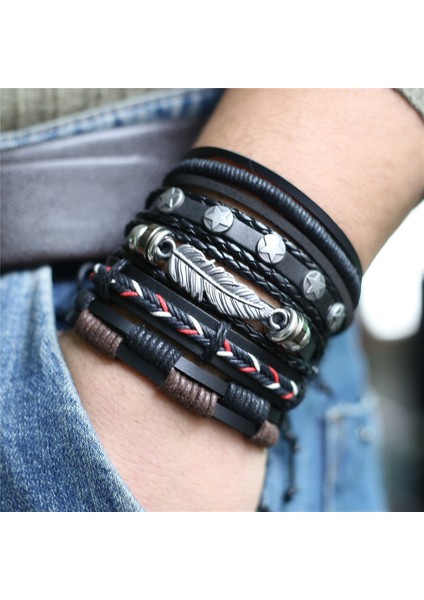 Stil 11 Çok Katmanlı Retro Et Akçaağaç Yaprağı Tüy Kafatası Kanat Charm Erkekler Kadınlar Için Deri Bilezikler Femme Homme Erkek Takı Sıcak Satış (Yurt Dışından) fiyatları