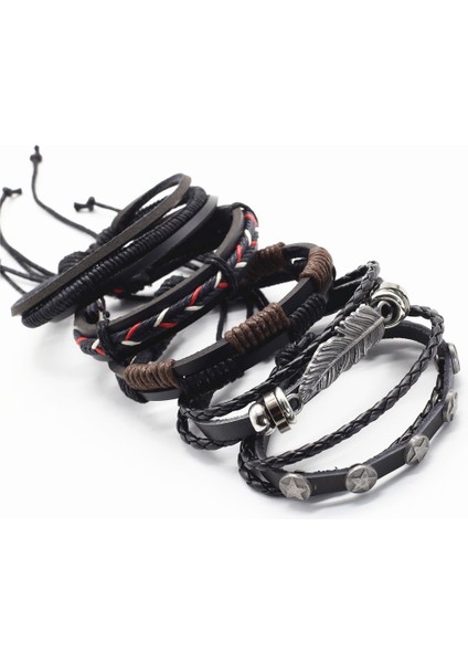 Stil 11 Çok Katmanlı Retro Et Akçaağaç Yaprağı Tüy Kafatası Kanat Charm Erkekler Kadınlar Için Deri Bilezikler Femme Homme Erkek Takı Sıcak Satış (Yurt Dışından) modelleri
