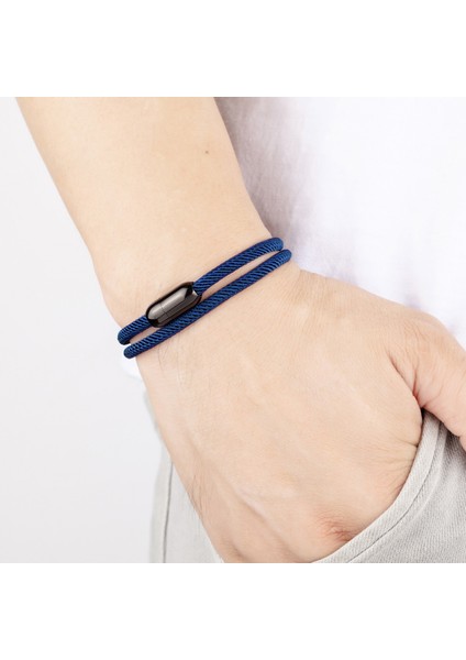 19CM Tarzı Siyah Düğme-B Claolor Milan Wrap Halat Zincir Bilezik Charm Paslanmaz Çelik Manyetik Kadın Erkek Aşıklar Takı Hediye Için Çift Bilezik (Yurt Dışından)