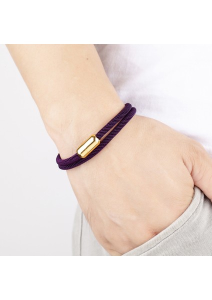 19CM Tarzı Siyah Düğme-B Claolor Milan Wrap Halat Zincir Bilezik Charm Paslanmaz Çelik Manyetik Kadın Erkek Aşıklar Takı Hediye Için Çift Bilezik (Yurt Dışından)