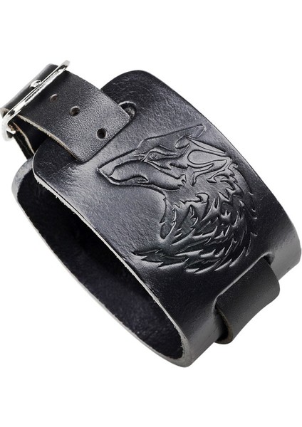 Kurt Siyahı Unk Kurt Bilezik Erkek Deri Wrap Hayvan Bilezik Kadınlar Için Bileklik Takı Hediye Onun Için Pulseira Masculina Nm-11 (Yurt Dışından)