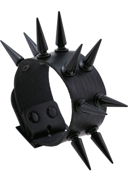P130 Siyah Bileklik Emo Spike Bilezikler Kadın Erkek Goth Punk Vegan Pu Deri Çift Bilezikler Manşet Bilezikler Çivili Cadılar Bayramı Bileklik Takı (Yurt Dışından)