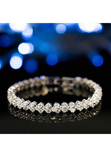 Gümüş Kristal Kadınlar Için Gümüş Renk Gül Altın Bilezik Kadın Kristal Kalp Charm Bilezik Kadınlar Gelin Düğün Güzel Takı Hediye (Yurt Dışından) modelleri