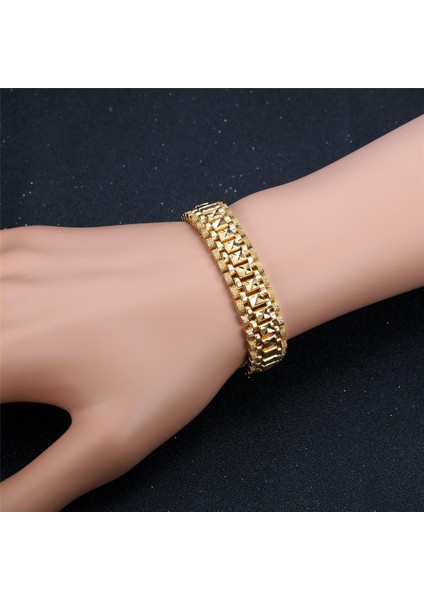 SL166AG Tıknaz Erkek El Zinciri Bilezikler Erkek Bijoux Goldsilver Renk Zincir Bağlantı Bilezik Erkekler Için Takı Pulseira Masculina (Yurt Dışından) modelleri