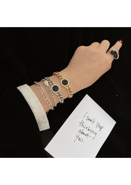 Gümüş Rengi Flashbuy Trendy Romen Rakamları Siyah Yuvarlak Bilezik Kadın Erkek Tıknaz Altın Gümüş Renk Kalın Zincir Bildirimi Takı Genç Hediye (Yurt Dışından) indirimleri