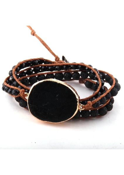 60CM Tarzı Beyaz Moda Güzel Moda Siyah Karışık Doğal Taşlar Cam Kristal ve Taş Charm 3 Strands Dropship Için Wrap Bilezik (Yurt Dışından)