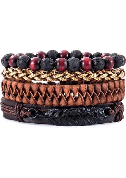 Ayarlanabilir Stil A24 Et Örgülü Wrap Deri Kadınlar Için Bilezikler Vintage Infinity Hayat Ağacı El Yapımı Charm Ahşap Boncuklar Etnik Kabile Bileklikleri (Yurt Dışından)