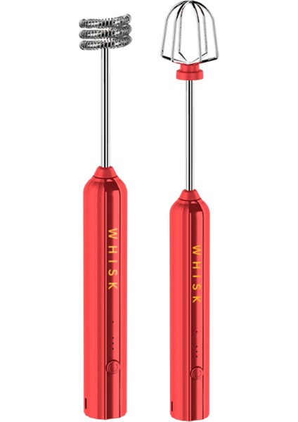 USB Şarj Edilebilir Elektrikli Çırpma Yumurta Çırpıcı El Kahve Blender Ev Süt Çalkalayıcı Mikser Frother Foamer Kırmızı (Yurt Dışından)