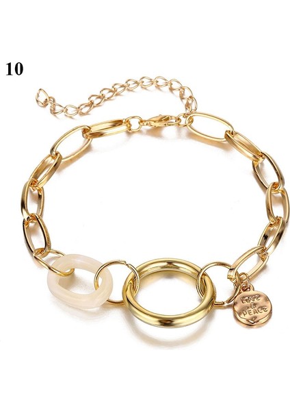 B10 Pentagram Kalp Bilezik Kristal Zincir Moda Kadınlar Vahşi Basit Sevgililer Günü Hediyesi Düz Renk Tüm Maç Kristal Bilezikler (Yurt Dışından)