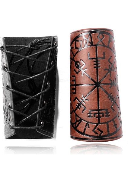 YW017-SIYAH 1 Adet Iskandinav Viking Odin Pusula Deri Bilezik Bilezik Adam Sürme Koruyucu Dişli Kabartmalı Geniş Bileklik Punk Takı (Yurt Dışından) modelleri