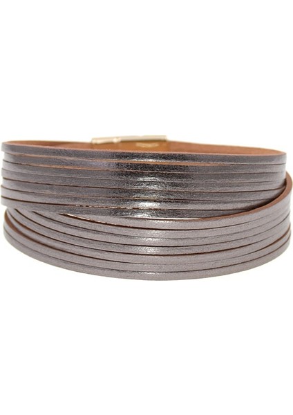 17CM Tarzı Gri Wellmore 12 Renkler Moda Altın Çekicilik Deri Bilezikler Kadın Erkek Şal Bilezikler Çiftler Moda Takı (Yurt Dışından)