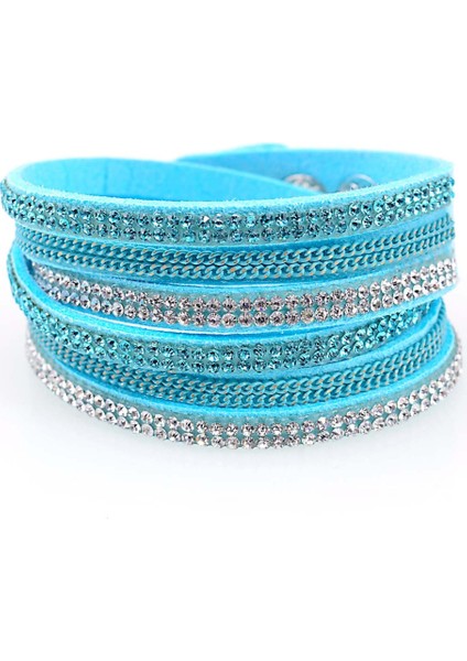 Kırmızı Miasol Çift Sargılı Deri Bileklik Kristal Bling ve Zincir Bileklikler, Tam Kristal B1505 Bling Üç Çok Katmanlı Sargı Bileklikler (Yurt Dışından) fiyatları