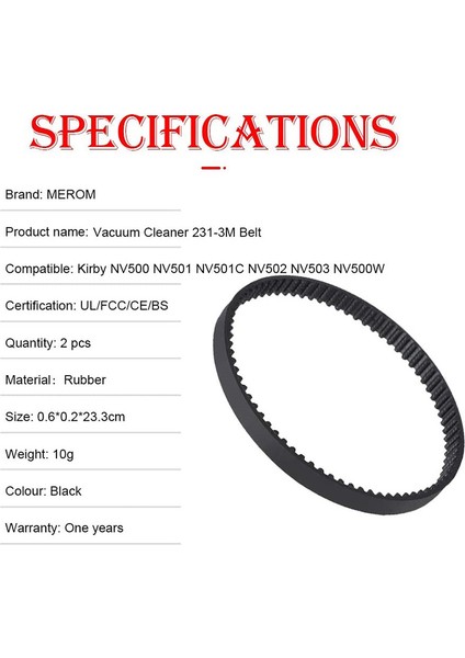 NV501, NV502, NV503, NV505, NV500W Rotator Lift-Vakum Parçaları Için 2 Paket Yedek Kayış (Yurt Dışından)