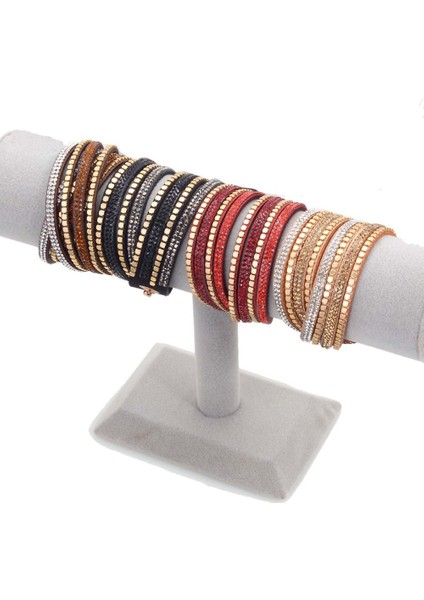 Kırmızı Miasol Kristal ve Metal Revit Sarılmış Bling Tam Kristal & Punk Tarzı Çift Wrap Bilezik Kadınlar Için Parti Düğün Takı Hediye (Yurt Dışından) modelleri