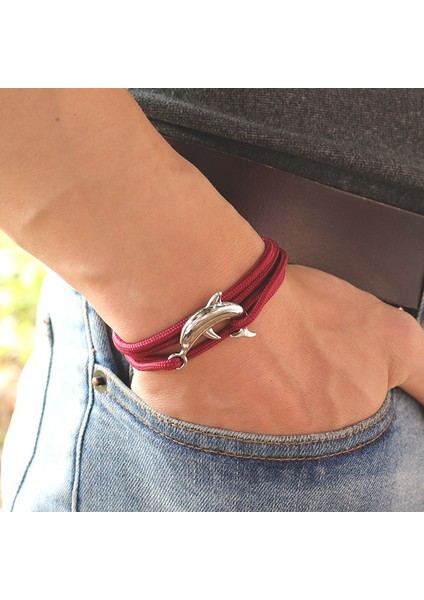 Boz Punk El Yapımı Çok Katmanlı Bilezik Charms Deniz Yunus Viking Erkekler Için Braclet Bileklik Paraşüt Halat Takı Pulserira (Yurt Dışından) fırsatları