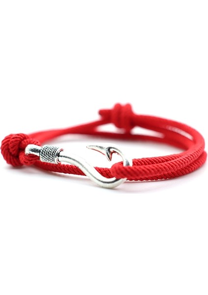 Kırmızı Gümüş Antik Altın Gümüş Balık Kancası Bilezik Erkekler Kadınlar Ayarlanabilir Halat Zincir Viking Denizcilik Denizci Çapa Braclet Bohemia Takı Bff (Yurt Dışından)