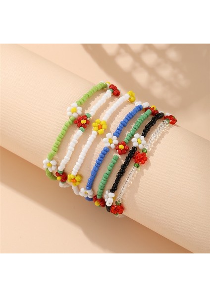OV5402103 Bohem Moda Yaz Kadınlar Için Renkli Boncuklu Çiçek Bilezik Papatya Çiçek Zincir Bilezik Örgülü Boncuk Bilezik Hediye (Yurt Dışından) indirimleri