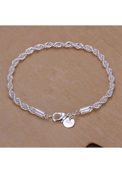 H096 Gümüş Renk Zincir Zarif Bükülmüş Bilezik Moda Çekicilik Zinciri Kadın Erkek Katı Düğün Sevimli Basit Modeller Takı, H207 (Yurt Dışından) fiyatları