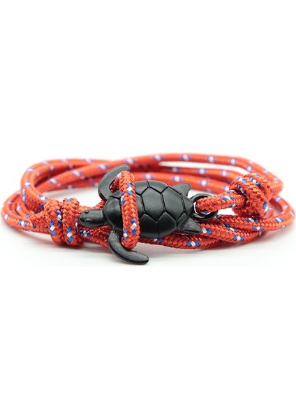 Kırmızı Moda El Yapımı Paracord Deniz Kaplumbağası Bilezik Charm Çok Katmanlı Halat Viking Erkekler Kadınlar Için Braclet Bileklik Takı Pulseira (Yurt Dışından)