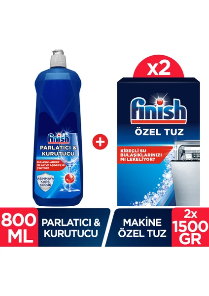 Bulaşık Makinesi Tuzu 1500 gr x 2 + Parlatıcı 800 ml