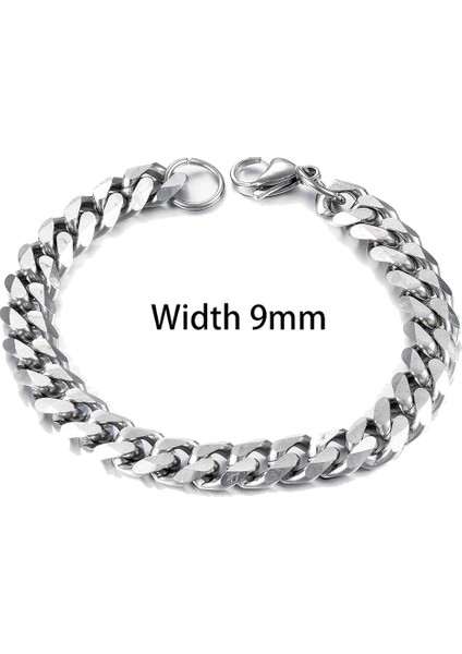 24CM Tarzı Genişlik 5mm Gümüş Erkek Paslanmaz Çelik Küba Bilezik Moda Takı Verebilir (Yurt Dışından) indirimleri
