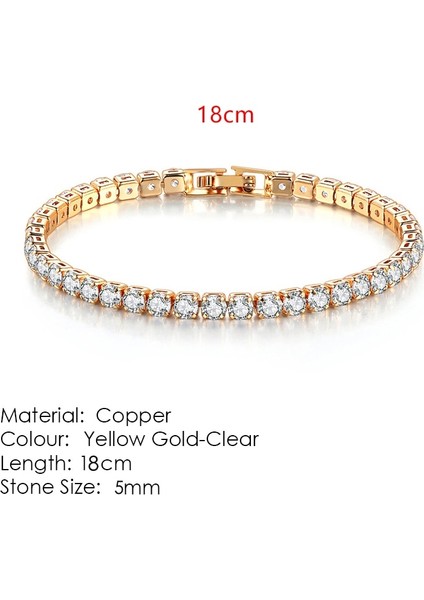 5mm Altın Rengi 18CM Moda Kadınlar Için Çok Renkli Tenis Bilezik Zirkonya Charm Tasarımcı Teain Erkekler Bilezik Düğün Takı KC128 (Yurt Dışından)