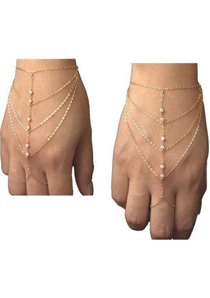 Çok Katmanlı Kristal Moda Çok Katmanlı Kristal Parmak Bilezik Kadınlar Için Rhinestone Altın Renk Bilezikler Bilezikler Hediye Parti Takı (Yurt Dışından) fiyatları