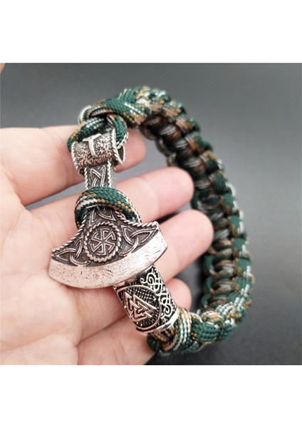 23CM Tarzı Renkli Valknut Kolovrat Muska Sembolü ile Slav Perun Balta Charm Viking Runes Boncuk Erkek Jewlery Vikingos Bilezik (Yurt Dışından)