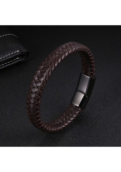 No.6 Boyutu Naıqube Erkekler Için Yeni Deri Bilezik Paslanmaz Çelik Klasik Trendy Wrap Bilezik Bileklik Erkekler Için Moda Takı Hediye (Yurt Dışından)