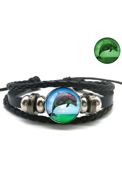 12 Numara Işıltılı Deniz Hayvanı Bilezik Deniz Kaplumbağası Doltarfish Siyah Deri Bileklik Deniz Yaşamı Kızdırma Bilezik Moda Takı (Yurt Dışından)