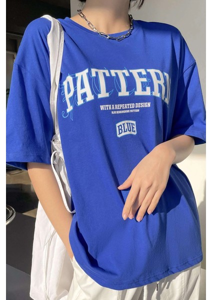Only Trendwear Pattern Blue Baskılı Tasarım Tshirt modelleri