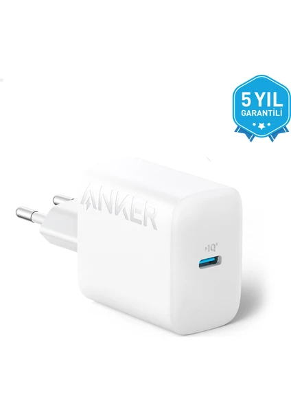 20W USB-C Şarj Cihazı - iPhone & Android ile Uyumlu Type-C Hızlı Şarj Adaptörü-  A2347 - Beyaz (Anker Türkiye Garantili)