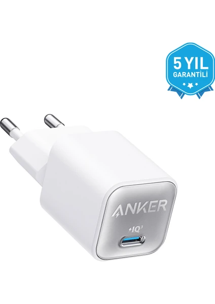 511 Nano Pro 30W USB-C Şarj Cihazı - Beyaz - A2147 (Anker Türkiye Garantili)