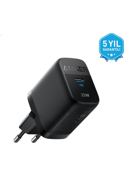 312 Samsung PPS Destekli 25W USB-C Şarj Cihazı - iPhone / Android ile Uyumlu Type-C Hızlı Şarj Adaptörü - A2642 - Siyah (Anker Türkiye Garantili)