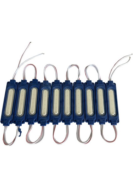 Parmak LED Lamba Dikdörtgen Camlı Mavi (10 Adet) 12V