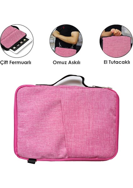 Samsung Tab A8 SM-X200 10.5 Inch Uyumlu Tablet Çanta+Türkçe Bluetooth Klavye +Mouse+ Standı - Pembe AL8127