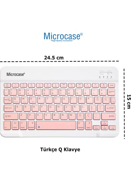 ipad 7-8-9-10. Nesil Tablet Çanta+Türkçe Bluetooth Klavye +Mouse+Tablet Standı-Pembe AL8127