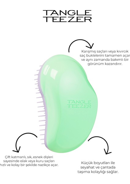 Tangle Teezer Original Thick & Curly Pixie Green Fondant Saç Fırçası