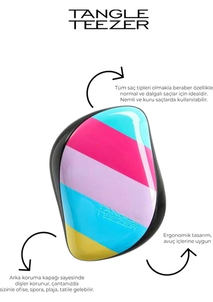 Tangle Teezer Compact Styler Hairbrush Stripes Saç Fırçası