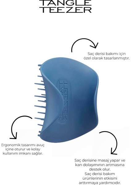 Tangle Teezer Scalp Brush Mavi Saç Derisi Masaj Tarağı