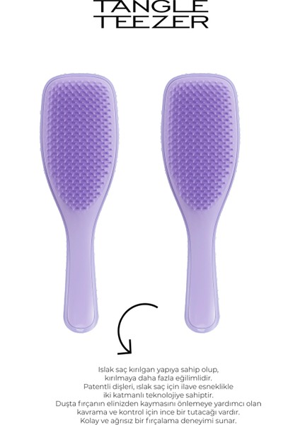 Tangle Teezer Naturally Curly Wet Detangler Regular Lilac Purple Saç Fırçası 2 Adet