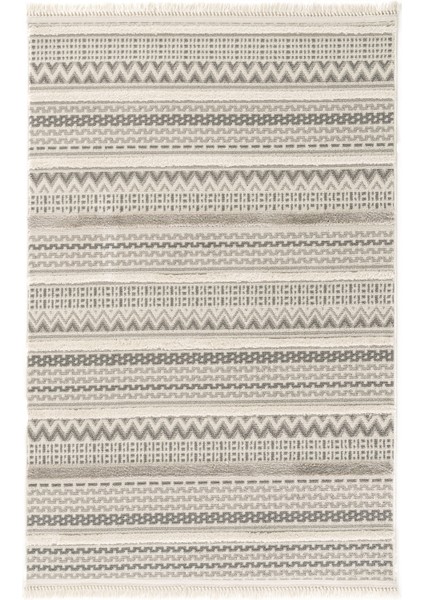 Sakura 2207 Gri Hav Toz Vermez Etnik Desenli Modern Dokuma Bukleli Salon Halısı